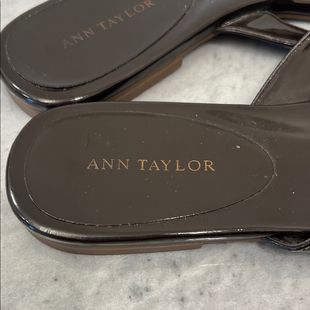 Ann Taylor Brown Patent Sandals - Picture 2 of 5